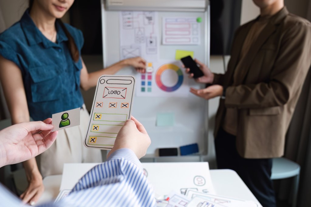 Mobile app wireframe and user icon design
