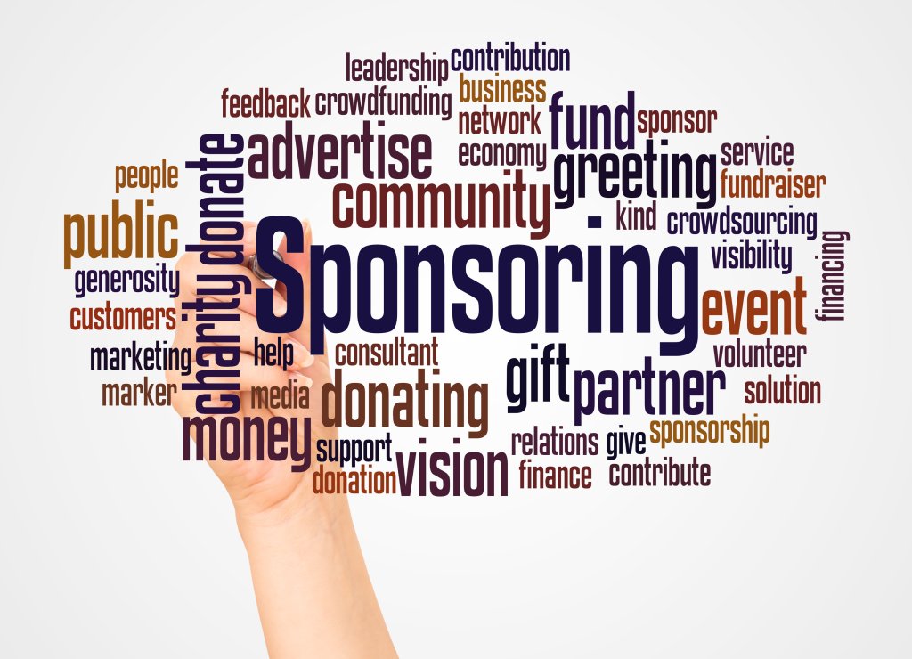 Hand writing sponsoring word cloud